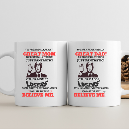 BEST  MOM  AND DAD EVER FUNNY DOUBLE SIDED  MUG