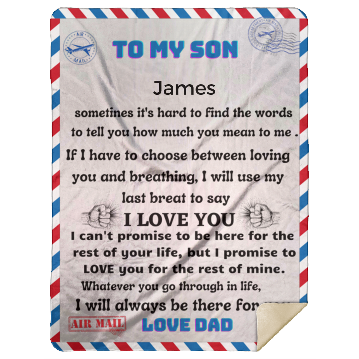 Personalized Son Name blanked special gift from dad, Custom Name Blankets for Boys.