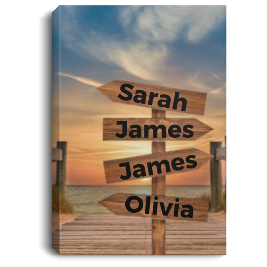 Custom  Family Names Canvas Prints Personalized Photo Gifts , personalized family wall art with names ( 4 Names)