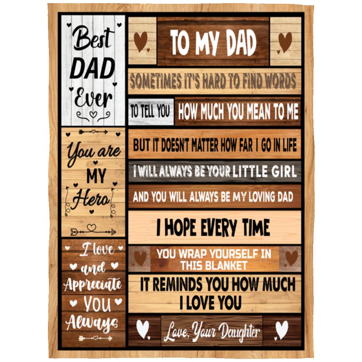 Fluffy Dad Blanket from Daughter or Son – Birthday Gifts for Dad – Dad Gifts from Daughter or Son – Gifts for Dad Who Wants Nothing – Best Dad Ever Gifts, 50” x 60” (Blue)