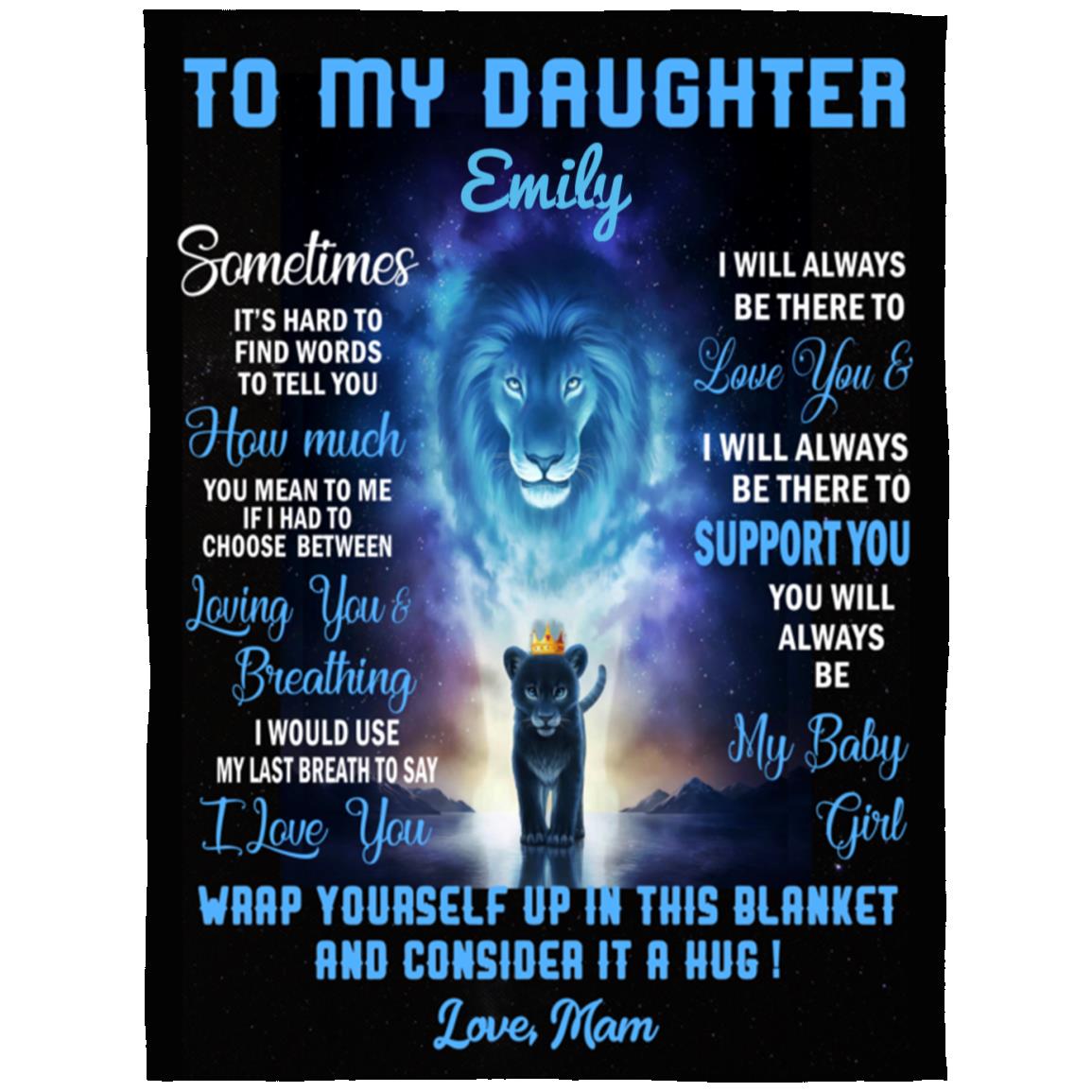 Personalized  name Daughter  Blanket  gift from mom 50x60 & 60x80