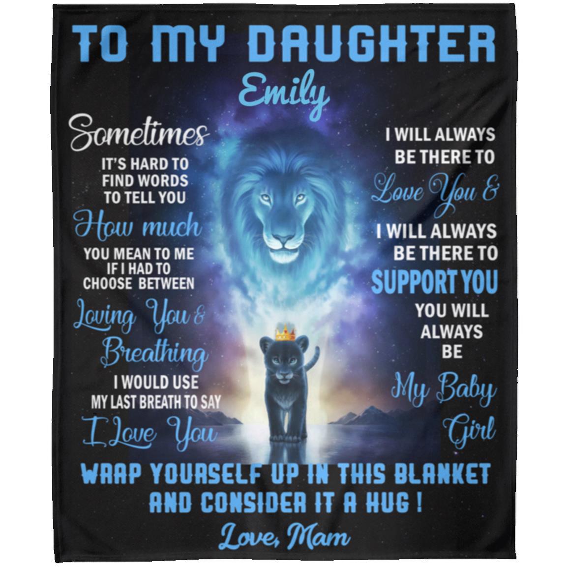 Personalized  name Daughter  Blanket  gift from mom 50x60 & 60x80