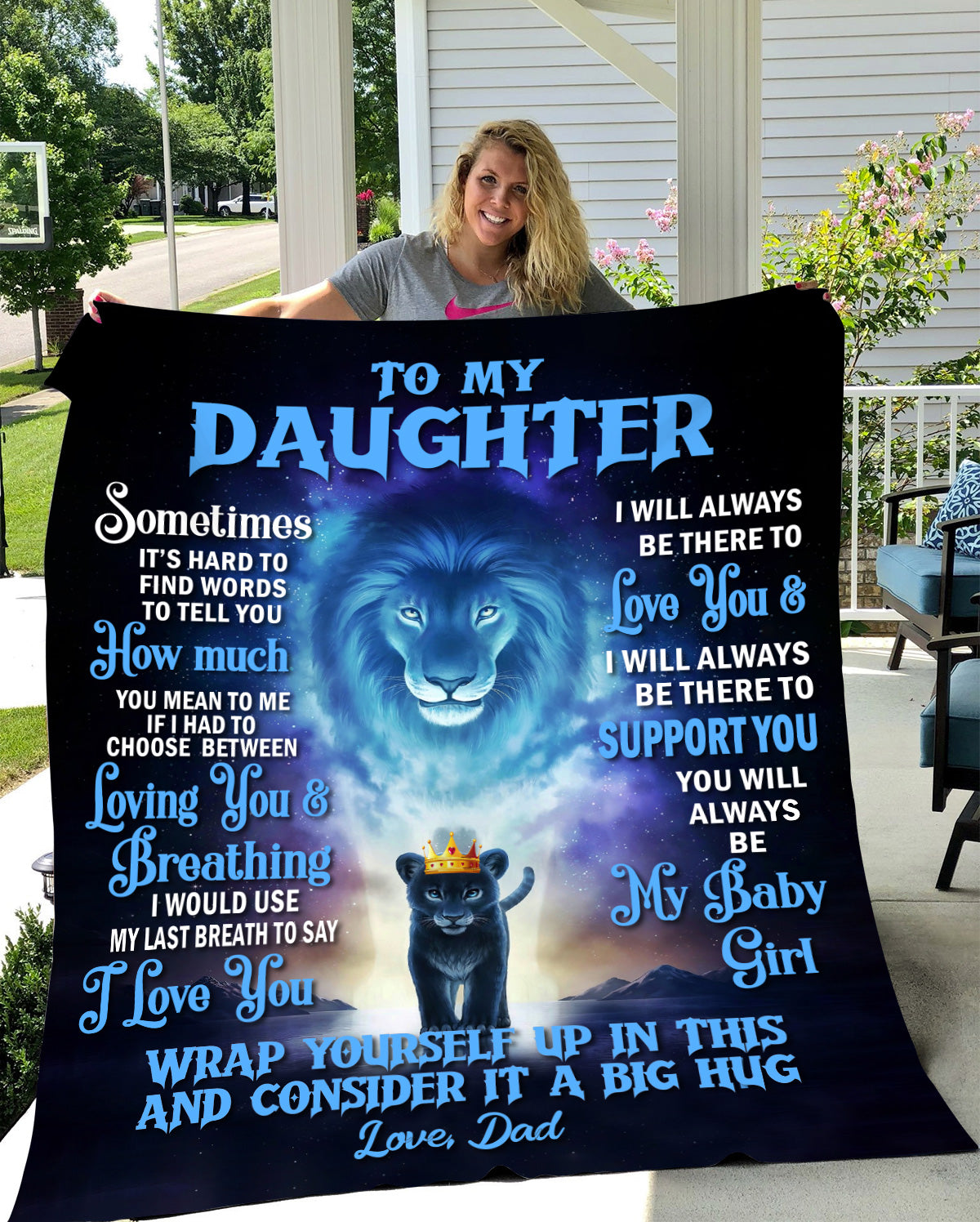 Daughter Blanket from Dad, Lion to My Daughter Blanket Birthday Anniversary Present Gifts, Daughter Blanket from Dad  Blanket Gift