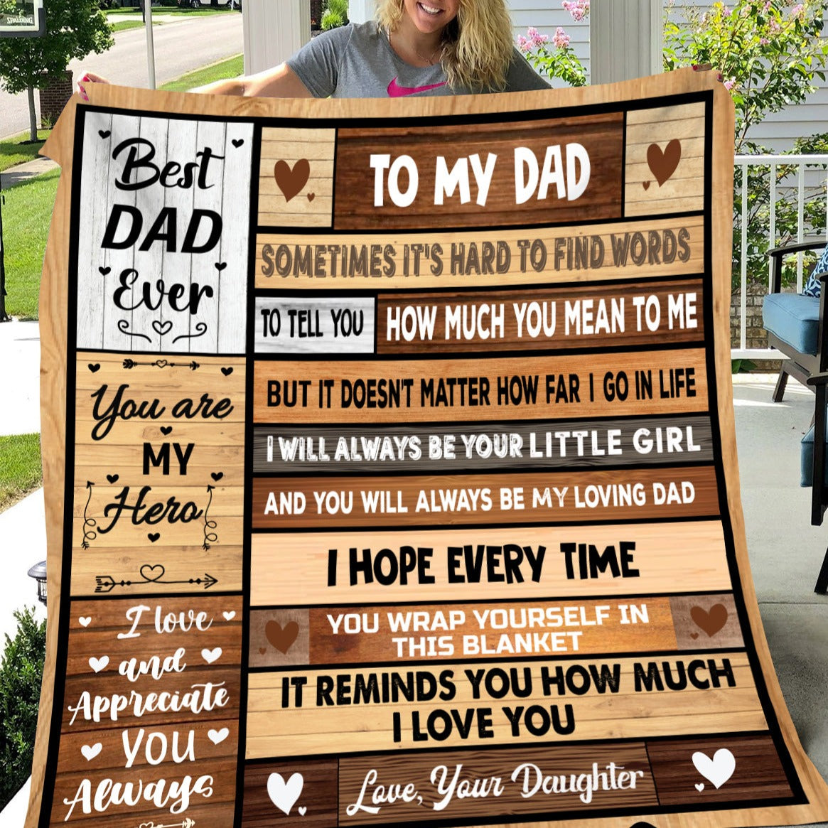Fluffy Dad Blanket from Daughter or Son – Birthday Gifts for Dad – Dad Gifts from Daughter or Son – Gifts for Dad Who Wants Nothing – Best Dad Ever Gifts, 50” x 60” (Blue)