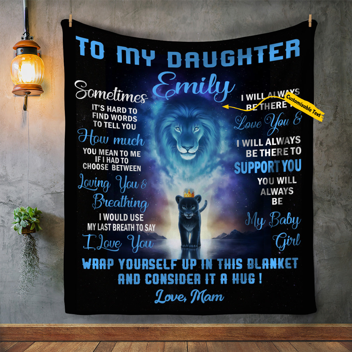 Personalized  name Daughter  Blanket  gift from mom 50x60 & 60x80