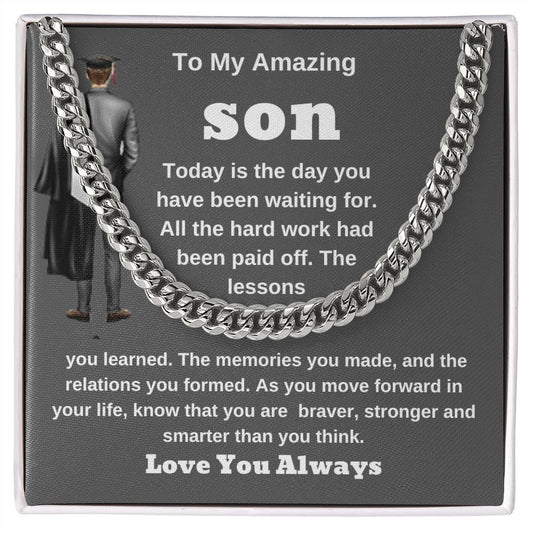 son Cuban Graduation gift link necklace from mom or dad