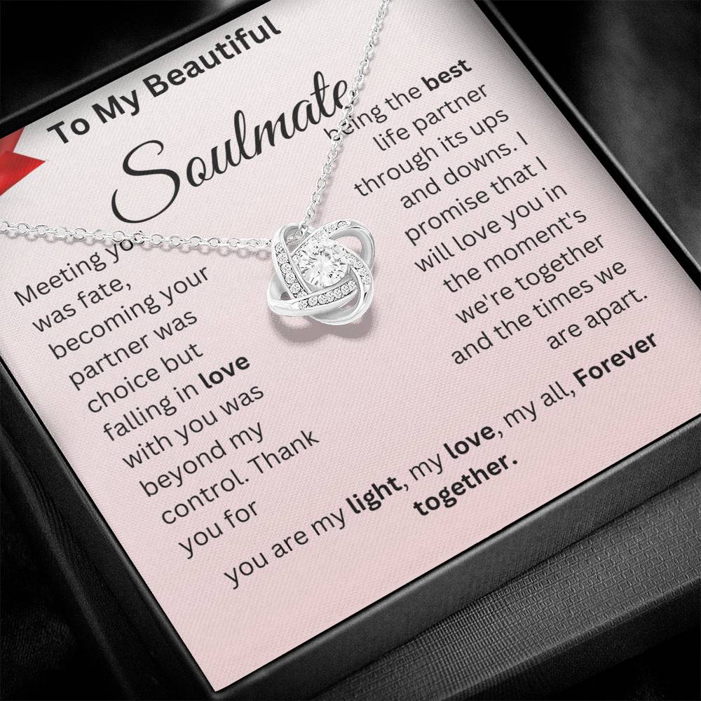 Wife soulmate necklace Romantic partner jewelry Eternal love pendant for wife Meaningful soulmate gift