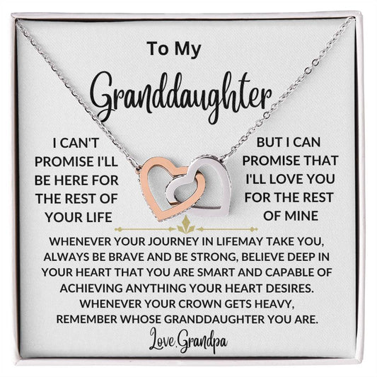 Granddaughter Necklace From Grandpa, Granddaughter Heart Pendant Necklace Jewelry Gift from Grandma, Grandpa, Nana, Papa for Little Girls, Teens, Tweens, Kids, Females Birthday