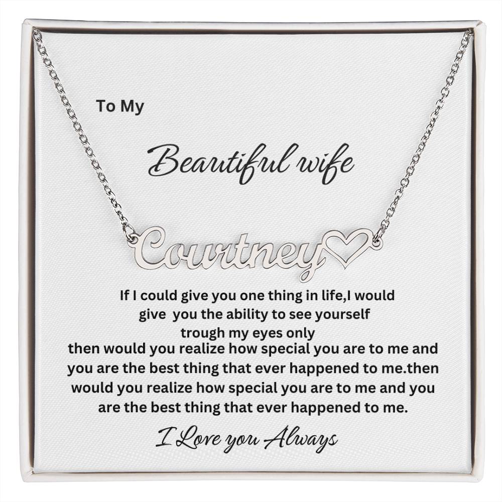 Personalized name necklace For wife,girlfriend, with special message card