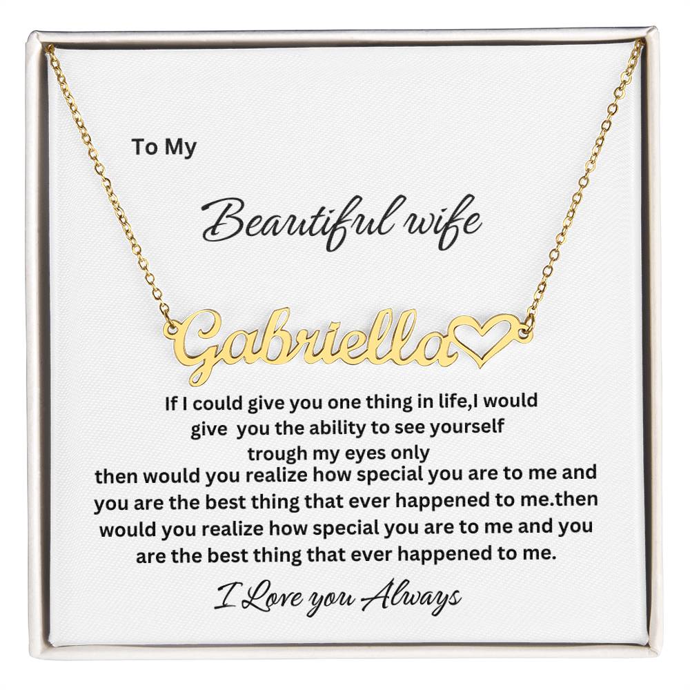 Personalized name necklace For wife,girlfriend, with special message card