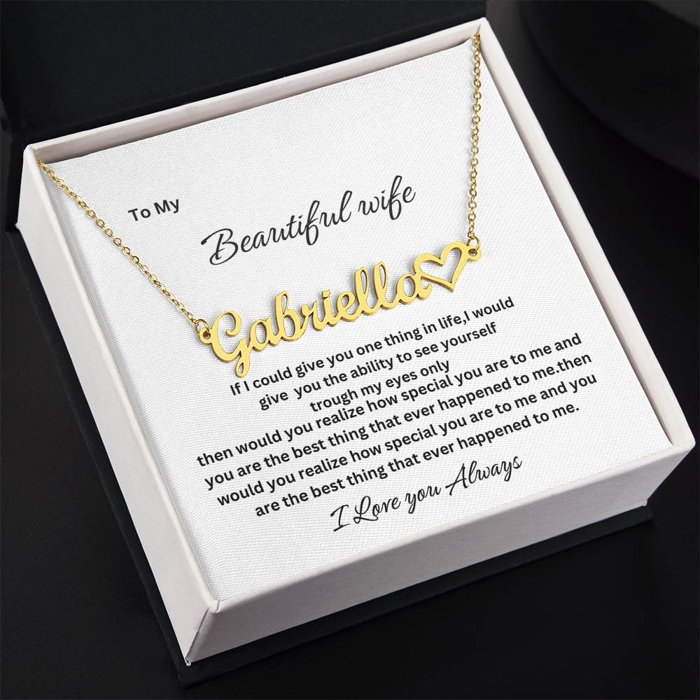 Personalized name necklace For wife,girlfriend, with special message card