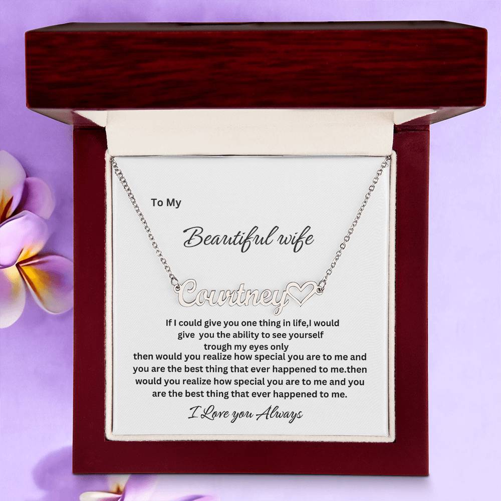 Personalized name necklace For wife,girlfriend, with special message card