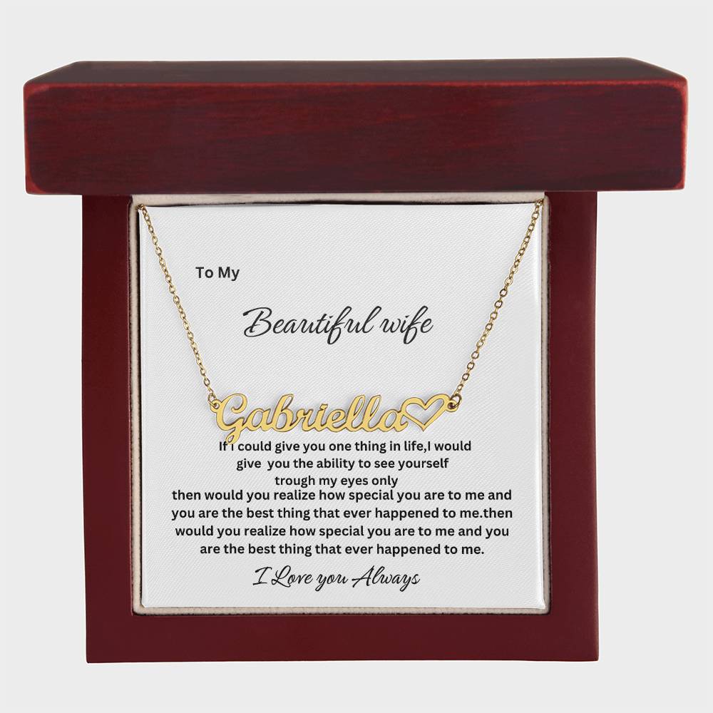 Personalized name necklace For wife,girlfriend, with special message card