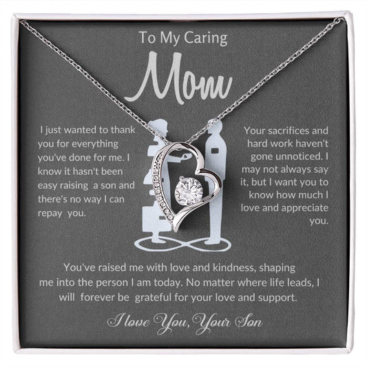 To my mom necklace gift from son. Heart necklace for mother