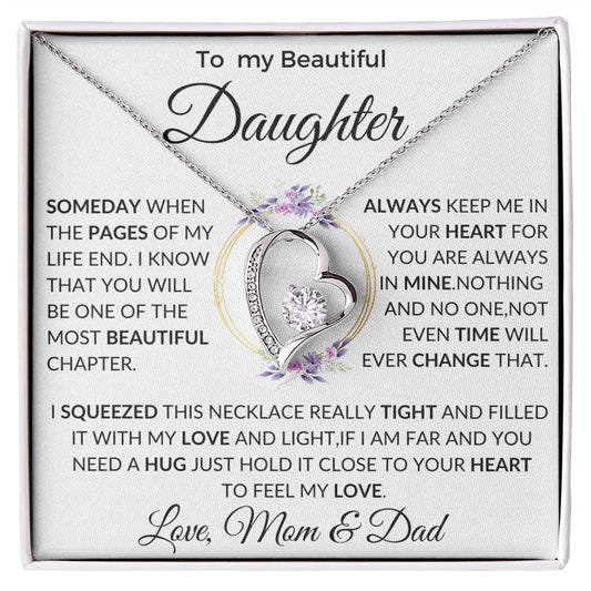 To My Daughter Necklace From Dad & mom . To Daughter Gift, Birthday Gift For Daughter From Dad, Dad Daughter Gifts With Stunning Box