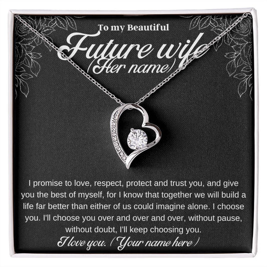 Wife Necklace - Love Necklace for Girlfriend Soulmate Gifts, Necklace Jewelry Birthday Gift for Bride Fiancé, One Year Anniversary.