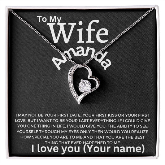 Wife necklace with name. Heart  Necklace with wife and husband name