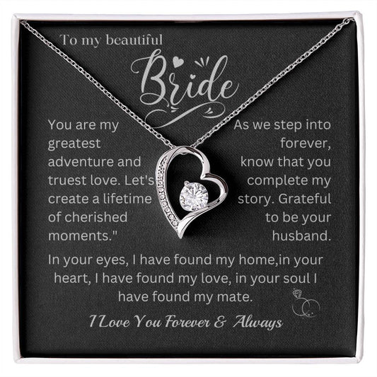 Future wife gift necklace , promise necklace pendant., bride to be  romantic gift