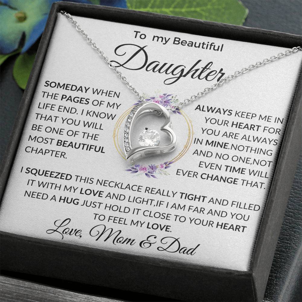 To My Daughter Necklace From Dad & mom . To Daughter Gift, Birthday Gift For Daughter From Dad, Dad Daughter Gifts With Stunning Box