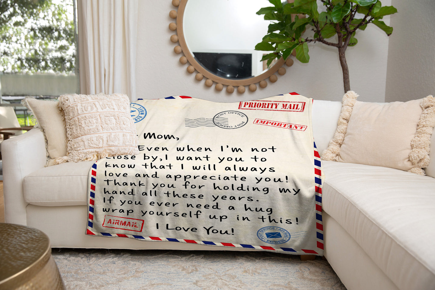 Mothers Day Gifts - Gifts for Mom - Personalized Mom Blanket - Letter to Mom, Mom Gifts from Daughter or son