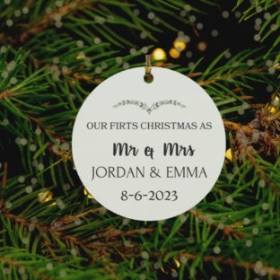 Personalized First Christmas Married Ornament - Mr and Mrs Sprig Christmas Ornament - Our First Christmas Married as Mr and Mrs Ornament - Personalized