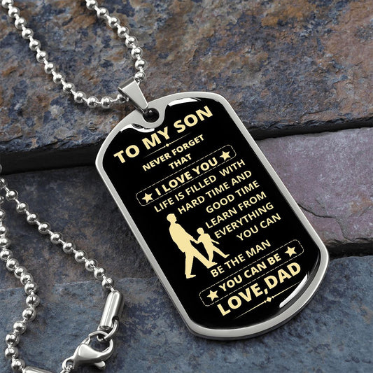 To My Son Never Forget Dog Tag Necklace Gift From dad