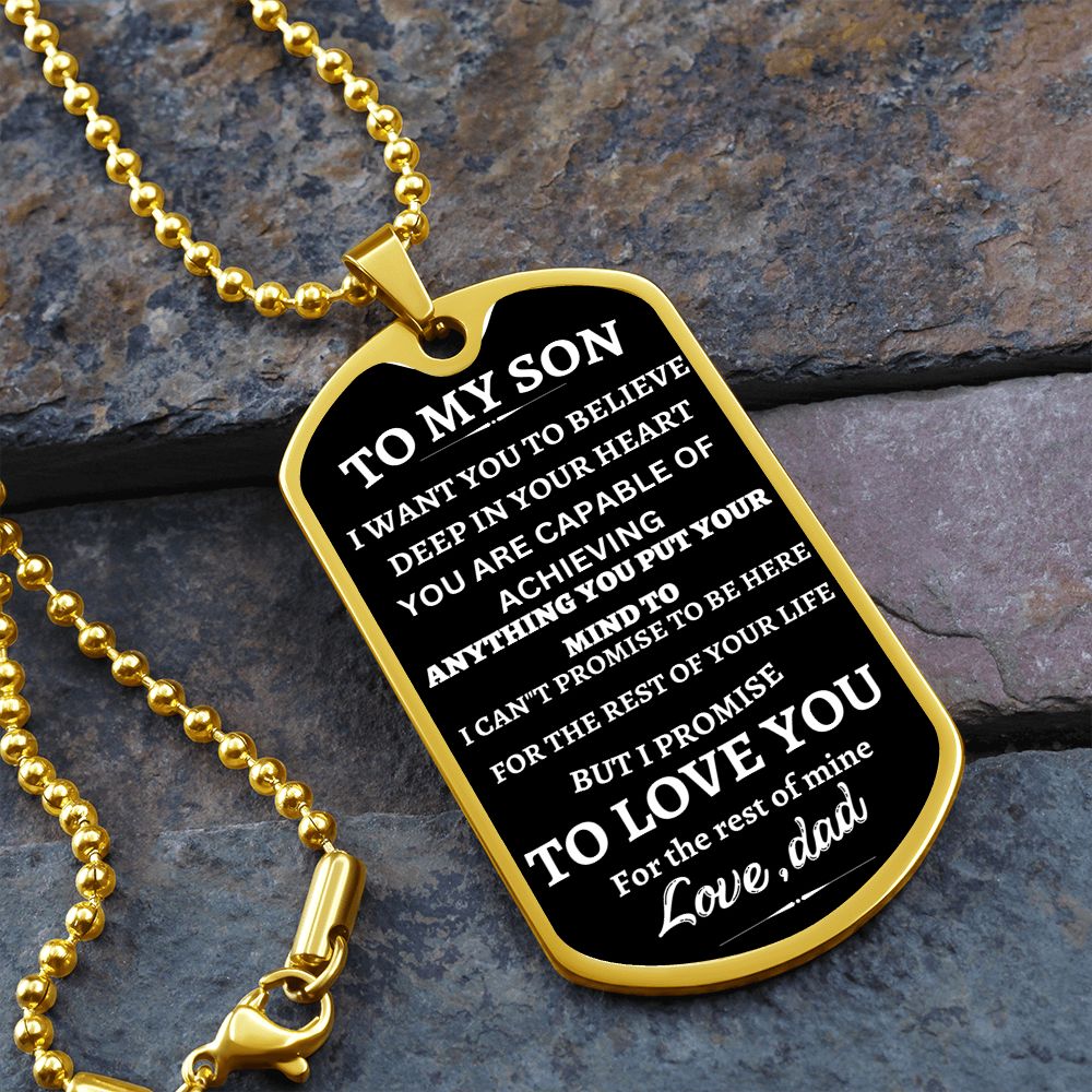 Son Graduation keepsake necklace gift from dad , father to son dog tag necklace