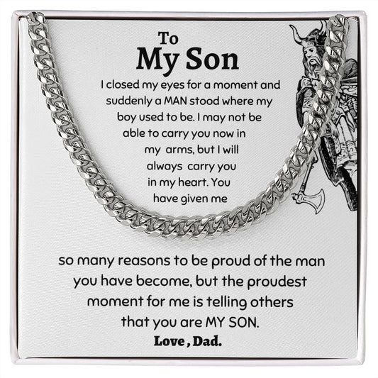To My Son  Cuban Link Necklace  Gift From dad For any occasion