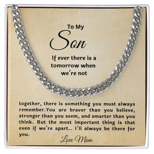 You are loved To my Son Cuban  Necklace  Gift from Mom