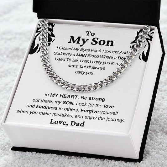 To my Son Cuban Link Necklace Gift from Dad