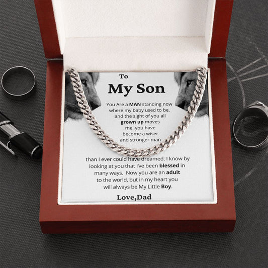 To my Son Cuban Necklace Gift from Dad