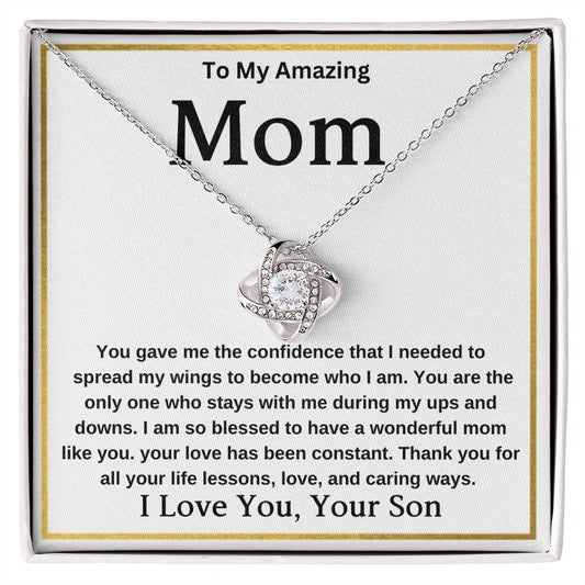 Gift For Caring Mom From Son, To My Mom Necklace Gift For Mother's Day Mother's Day Love Knot Necklace