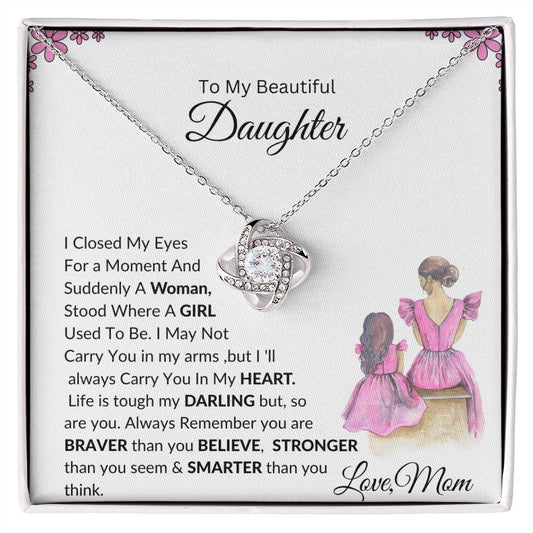 To My daughter Love Knot Necklace  Gift From Mom