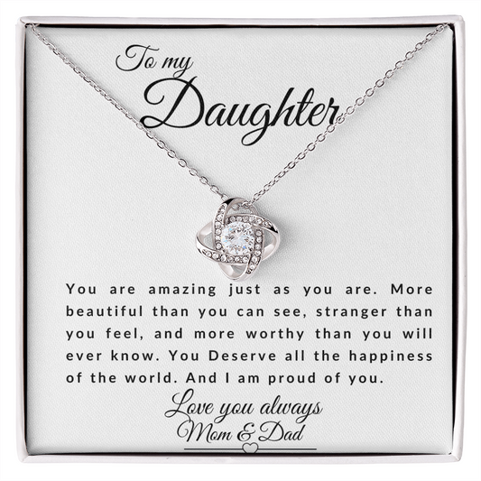 You are stronger than you think love Knot Necklace for Daughter