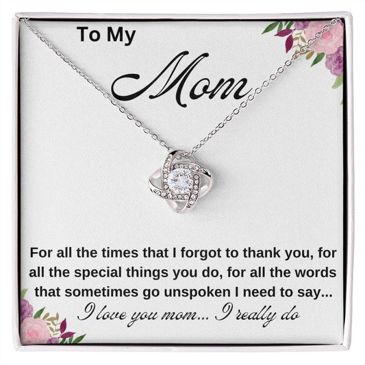 To My Mom Necklace Love Knot Necklace Mom Gift On Birthday, Mother's Day Necklace From Daughter
