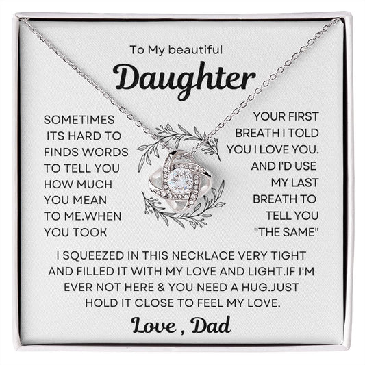 To My Daughter Love Knot Necklace  Gift from Dad
