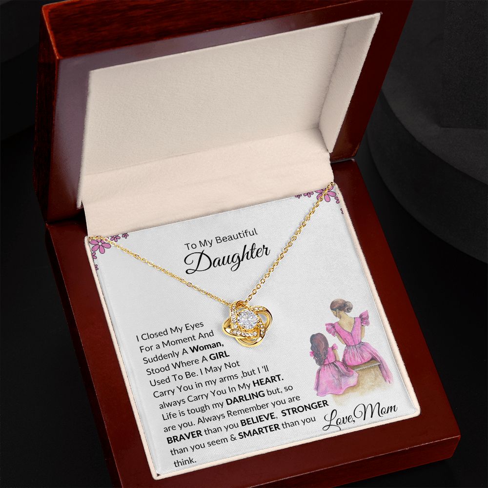To My daughter Love Knot Necklace Gift From Mom