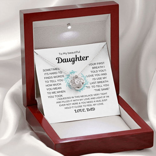 TO MY DAUGHTER I LOVE YOU LOVE KNOT necklace gift FRO dad