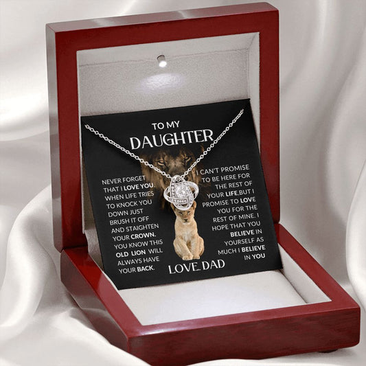 TO MY DAUGHTER NEVER FORGET LOVE KNOT NECKLACE FROM DAD