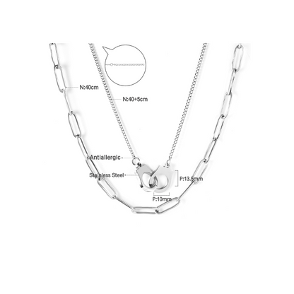 Multi Layers 18k Gold Link Chain Necklace Stainless Steel Pendant  Non Tarnish Necklace for Women