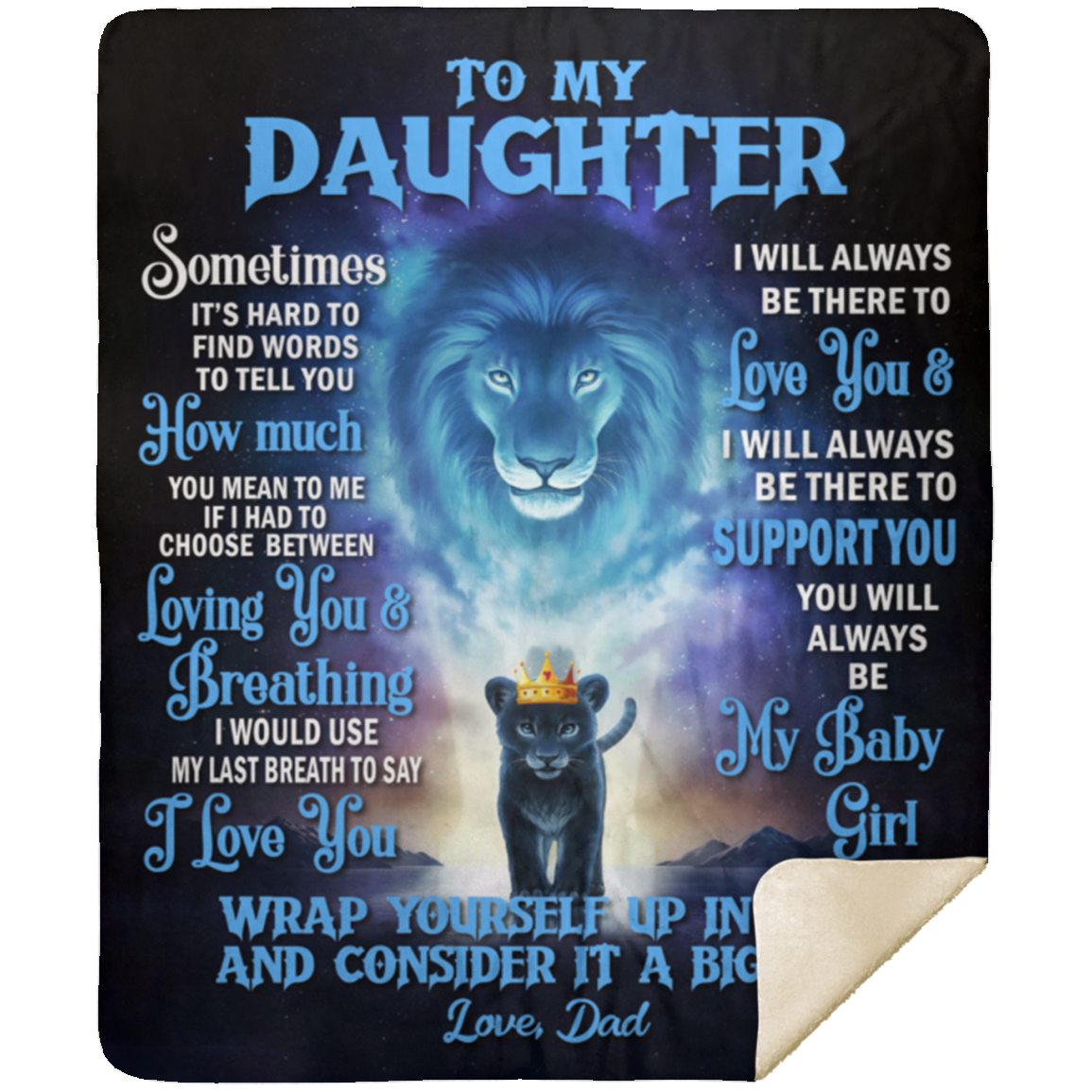 Daughter Blanket from Dad Lion to My Daughter Blanket Birthday Annive Gift and Beyond