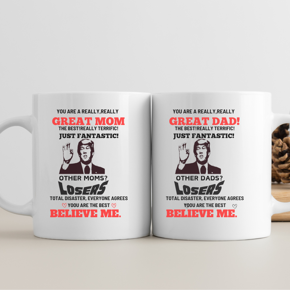 BEST  MOM  AND DAD EVER FUNNY DOUBLE SIDED  MUG