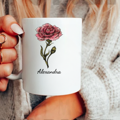 Personalized name Birth flower mug