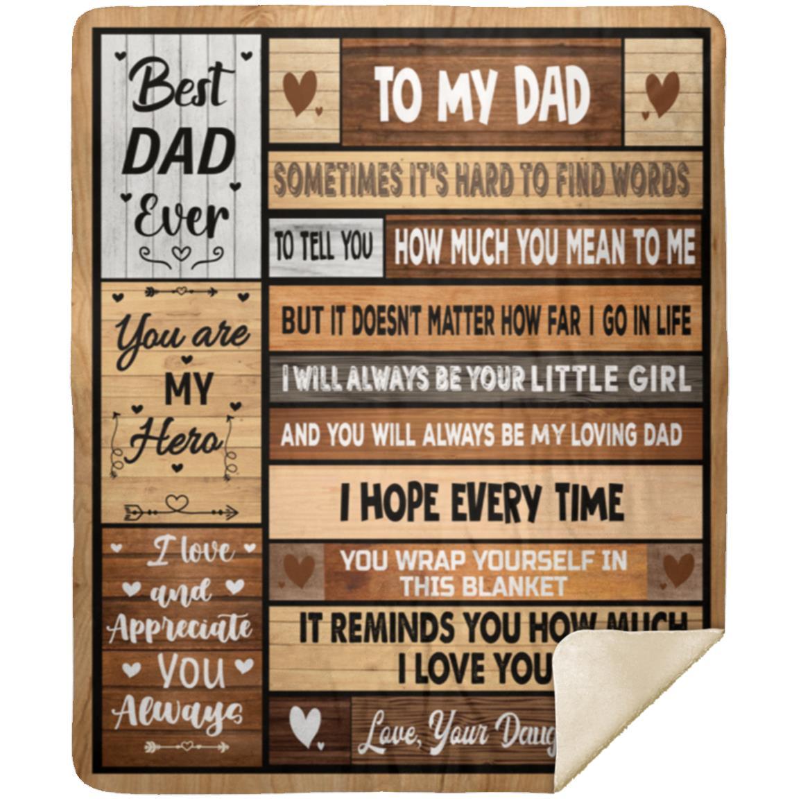 Fluffy Dad Blanket from Daughter or Son – Birthday Gifts for Dad – Dad Gifts from Daughter or Son – Gifts for Dad Who Wants Nothing – Best Dad Ever Gifts, 50” x 60” (Blue)