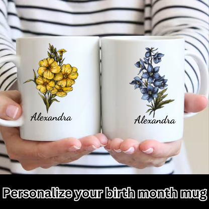 Personalized name Birth flower mug