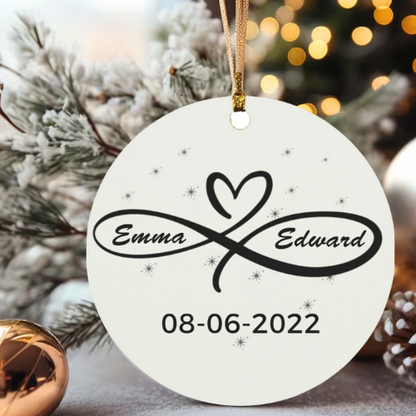 Personalized First Christmas Engaged or married couple - Christmas Engagement Names Ornament 2023 - Mistletoe Ornament