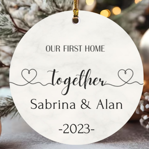 Our first home together Ornament, Custom Engagement Keepsake, Engagement Gift, Personalized First Home  Engaged, Engagement Announcemen