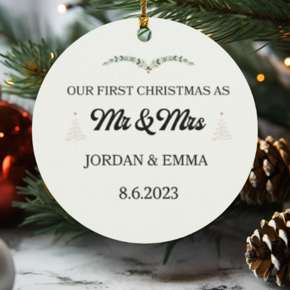 Personalized First Christmas Married Ornament - Mr and Mrs Sprig Christmas Ornament - Our First Christmas Married as Mr and Mrs Ornament - Personalized