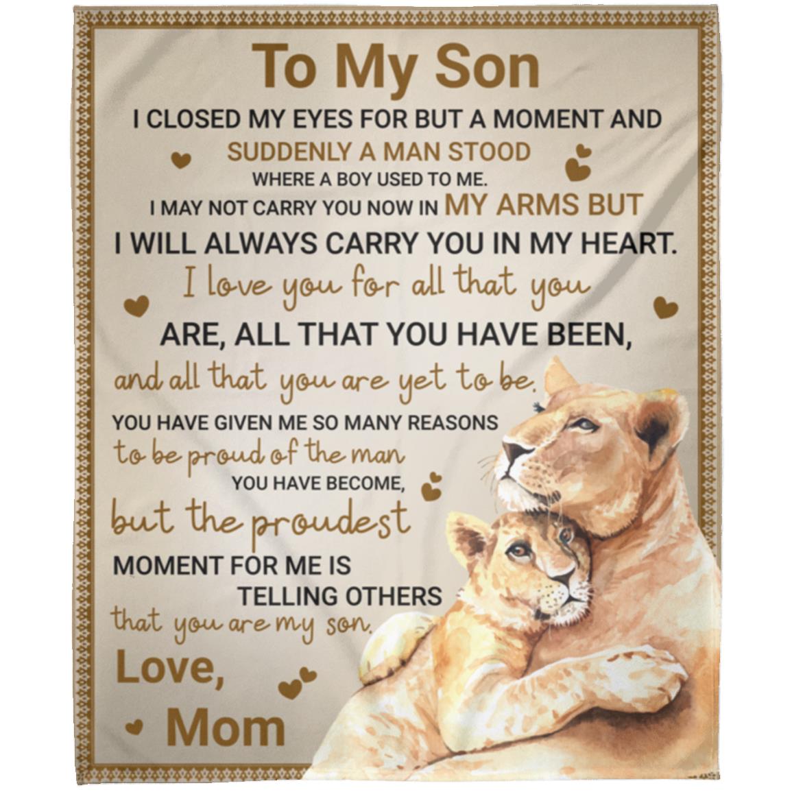 Gifts for Son from Mom and Dad Fathers Day Birthday Gifts to My Son Blanket Boys Christmas Valentines Day Gifts for Him Love Son Letters Printed Soft Flannel Fleece Blanket for Bed Couch 60x 50, 60x80