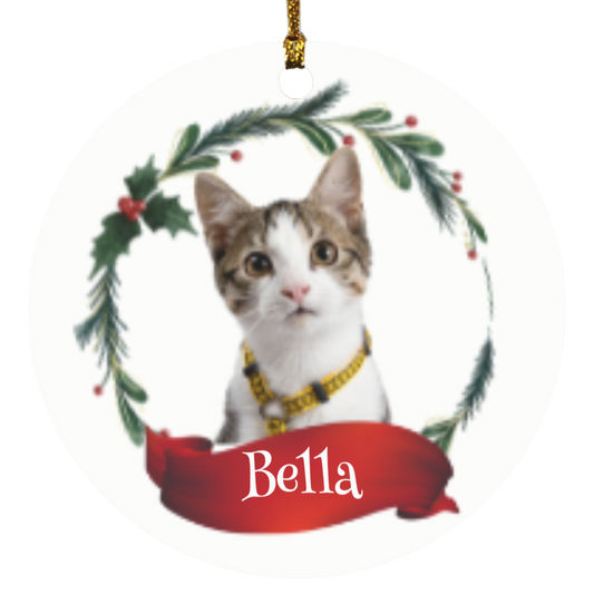 Personalized Pet Ornament, Custom Dog Christmas Ornament, Pet Memorial Ornament, Cat Christmas Photo Ornament, Pet Portrait Name Gift